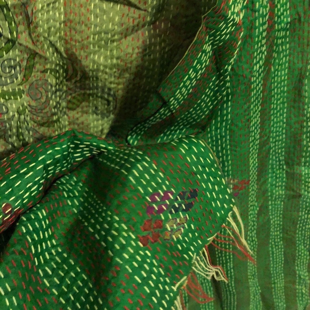 NWOT Gorgeous silk and kantha stitching scarf